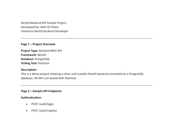 build nestjs backend apis with postgresql and test using postman
